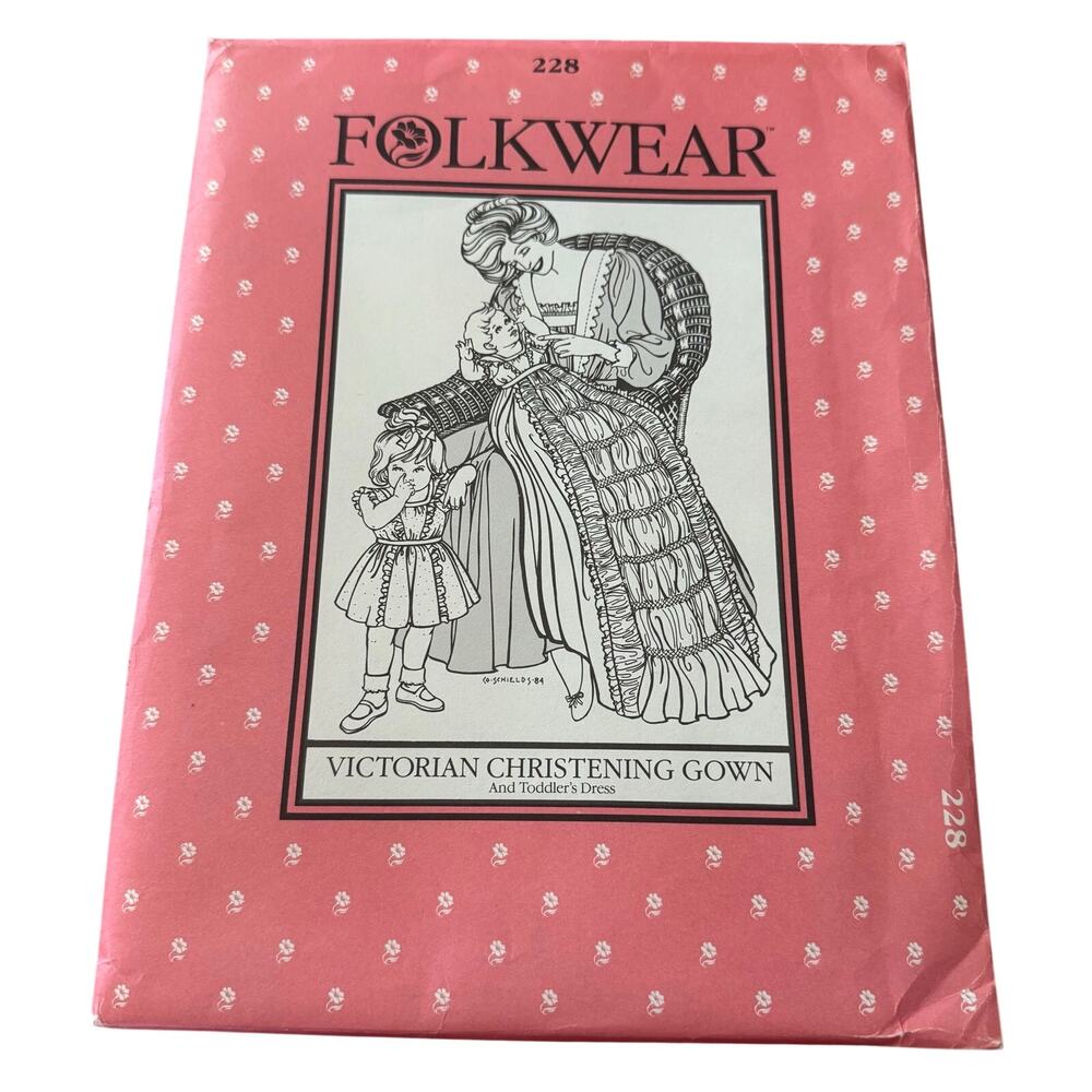 Vintage Sewing Pattern Victorian Christening Gown Toddler Dress Folkwear 228